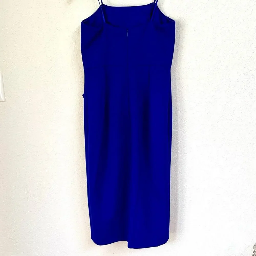 NWT Aidan Mattox Strapless Bonded Crêpe Appliqué Cocktail Indigo Dress – Sz 6 - Picture 11 of 14